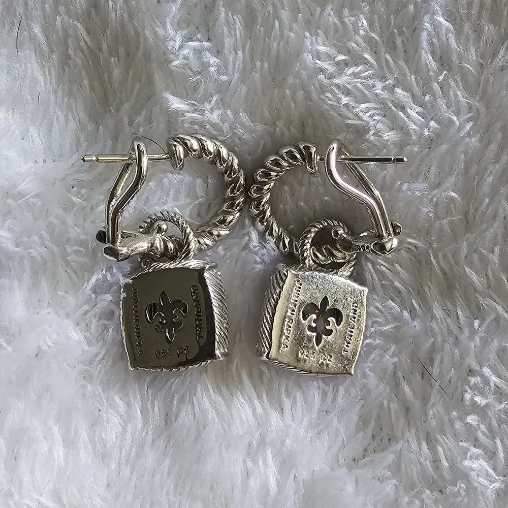 Judith Ripka Silver Earrings with Clear Stones - Picture 4 of 4